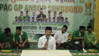 Suasana Majelis Dzikir dan Shalawat GP Ansor Sukodono di Masjid Nurul Huda